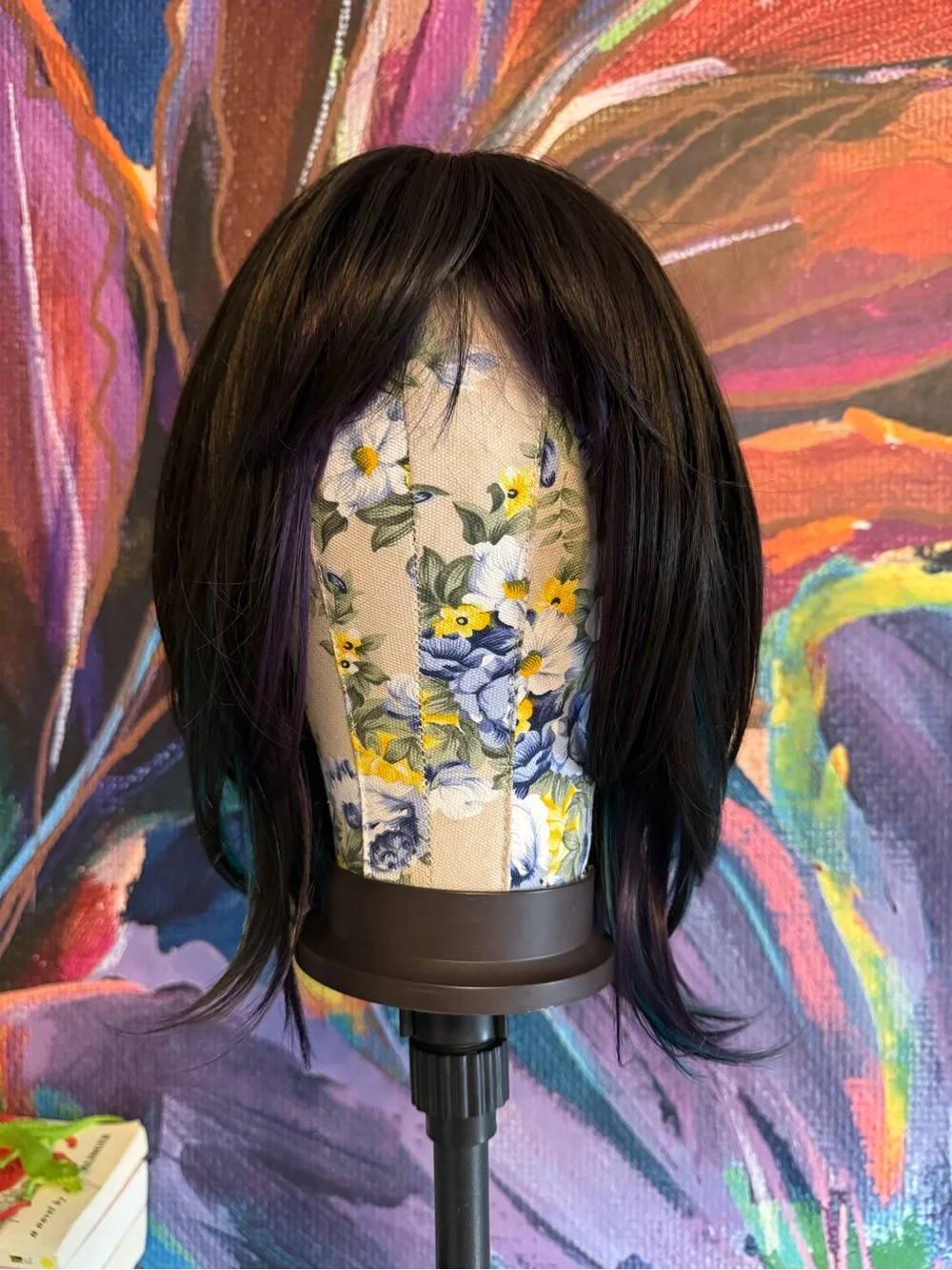 CSC Goth Glam Large Wig Short Layered Black/Teal/Purple Peekaboo Highlights NWT - Picture 1 of 5